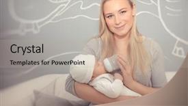  Presentation with mom baby - Slides having infant formulas - happy mother feeding her adorable background and a mint green colored foreground