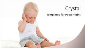  Presentation with music - Slide set featuring infant hearing - small happy child background and a  colored foreground
