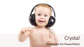  Presentation with infant - Slide set enhanced with infant hearing - smiling baby with headphone background and a lemonade colored foreground