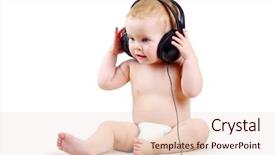  Presentation with baby smile - Beautiful slides featuring infant hearing - smiling baby with headphone backdrop and a lemonade colored foreground