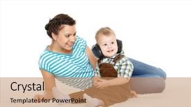  Presentation with infant - Beautiful theme featuring infant hearing - young mother with sweet child backdrop and a coral colored foreground