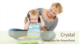  Presentation with infant - PPT layouts consisting of infant hearing - young woman and her son background and a soft green colored foreground