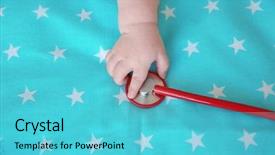  Presentation with baby - Colorful slides enhanced with infant heart disease - baby hand and stethoscope backdrop and a cyan colored foreground
