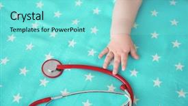  Presentation with baby - Amazing slides having infant heart disease - baby hand and stethoscope backdrop and a  colored foreground