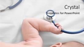  Presentation with cute baby - Cool new presentation theme with infant heart disease - cute baby with stethoscope lying backdrop and a  colored foreground