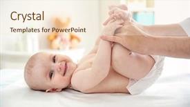  Presentation with baby doctor - Colorful PPT layouts enhanced with infant heart disease - doctor doing exercises with baby backdrop and a cream colored foreground