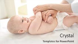  Presentation with baby doctor - Presentation theme enhanced with infant heart disease - doctor doing exercises with baby background and a lemonade colored foreground