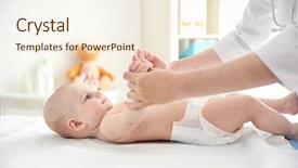  Presentation with baby doctor - Cool new presentation theme with infant heart disease - doctor doing exercises with baby backdrop and a cream colored foreground