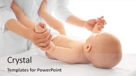  Presentation with baby doctor - Amazing theme having infant heart disease - doctor doing exercises with baby backdrop and a lemonade colored foreground