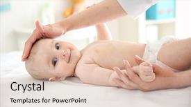  Presentation with heart disease - Presentation theme enhanced with infant heart disease - doctor doing exercises with baby background and a lemonade colored foreground