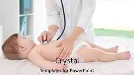  Presentation with baby doctor - Audience pleasing PPT theme consisting of infant heart disease - doctor examining little baby backdrop and a  colored foreground