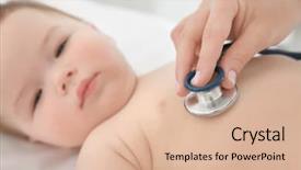  Presentation with baby doctor - PPT theme having infant heart disease - doctor examining little baby background and a lemonade colored foreground