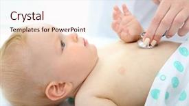  Presentation with doctor examining a newborn baby - Colorful presentation theme enhanced with infant heart disease - pediatrician examining baby backdrop and a  colored foreground