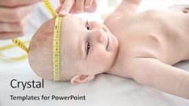  Presentation with pediatrician - PPT theme with infant heart disease - professional pediatrician examining smiling baby background and a soft green colored foreground