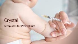  Presentation with pediatrician - Audience pleasing PPT theme consisting of infant heart disease - professional pediatrician vaccinating baby close backdrop and a lemonade colored foreground