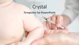  Presentation with infant - PPT theme featuring infant heart disease - professional pediatrician vaccinating baby close background and a light gray colored foreground