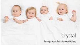  Presentation with siblings - Slide set consisting of infant sleeping - little siblings in bed happy background and a  colored foreground
