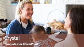  Presentation with infant - Colorful presentation theme enhanced with infant son at home close backdrop and a tawny brown colored foreground