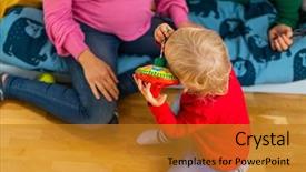  Presentation with spinning - Colorful theme enhanced with infant son holding spinning toy backdrop and a  colored foreground