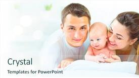  Presentation with portrait happy family smiling - Amazing presentation having infant son portrait wide backdrop and a cool aqua colored foreground