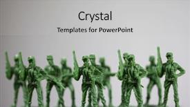 Presentation with army - Presentation theme featuring infantry - row of plastic little green background and a light gray colored foreground