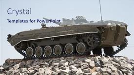  Presentation with vehicles - Audience pleasing slide deck consisting of infantry-fighting-vehicles backdrop and a sky blue colored foreground