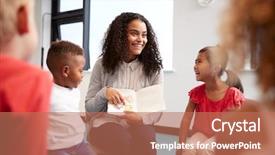  Presentation with infant - Slides consisting of picture in a book background and a coral colored foreground