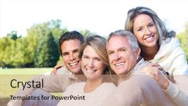  Presentation with free family - PPT layouts featuring infants free - happy family in park father background and a coral colored foreground