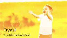  Presentation with fun - Amazing PPT theme having infants free - happy young beautiful child have backdrop and a yellow colored foreground