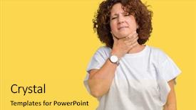  Presentation with sore throat - Presentation theme having infect - beautiful middle ager senior woman background and a yellow colored foreground
