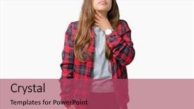  Presentation with sore throat - PPT layouts featuring infect - young beautiful brunette woman wearing background and a red colored foreground
