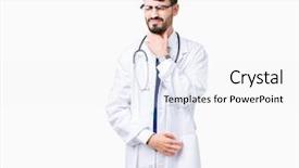  Presentation with hospital acquire infection control and prevention - Presentation design with infect - young doctor man wearing hospital background and a white colored foreground