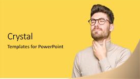  Presentation with sore throat - Presentation design consisting of infect - young handsome business man wearing background and a yellow colored foreground