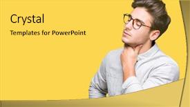  Presentation with sore throat - Amazing presentation design having infect - young handsome man wearing glasses backdrop and a yellow colored foreground