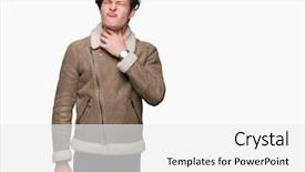  Presentation with murder winter - Presentation theme consisting of infect - young handsome man wearing winter background and a white colored foreground