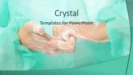  Presentation with infection - Slides having infection control - female surgeon washing her hands background and a cool aqua colored foreground