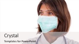  Presentation with infection control - Presentation theme featuring infection control - friendly woman doctor background and a light gray colored foreground