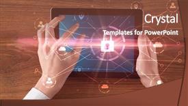  Presentation with infection control - Amazing presentation theme having infection control - hand touching online network security backdrop and a tawny brown colored foreground