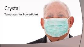  Presentation with infection control - Presentation theme with infection control - older businessman protected background and a sky blue colored foreground