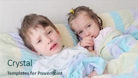  Presentation with children heart disease - Cool new presentation theme with infection control hospital - two diseased children with flu backdrop and a light blue colored foreground