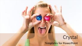  Presentation with condom - Slide deck with infection control prevention - young woman with a condom background and a coral colored foreground