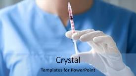  Presentation with vaccination - PPT theme with infection cure - doctor holding syringe with medicine background and a light blue colored foreground