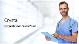  Presentation with hospital network computer - Amazing PPT layouts having infection cure - doctor with tablet computer backdrop and a  colored foreground