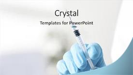  Presentation with syringe - Presentation with infection cure - hand of doctor with syringe background and a white colored foreground