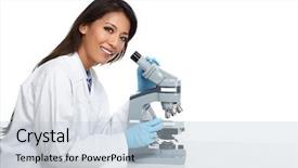  Presentation with microscope - Audience pleasing slide deck consisting of infection education - chinese scientist woman with microscope backdrop and a lemonade colored foreground