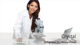  Presentation with medicina tradicional chinesa chinese herb - PPT theme featuring infection education - chinese scientist woman with microscope background and a light gray colored foreground