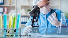  Presentation with animal testing scientist doing experiment - Theme consisting of infection education - female scientist researcher doing experiments background and a light blue colored foreground