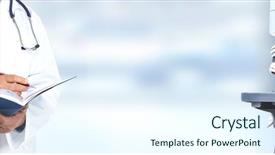  Presentation with microscope - Colorful theme enhanced with infection education hospital - doctor hands and microscope backdrop and a cool aqua colored foreground