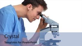  Presentation with doctor asian obese - Theme consisting of infection education hospital - doctor man with microscope background and a teal colored foreground