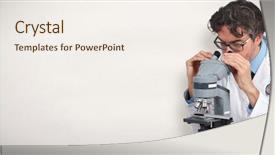  Presentation with biological disaster healthcare scientist - Beautiful theme featuring infection education hospital - doctor scientist with microscope backdrop and a sky blue colored foreground